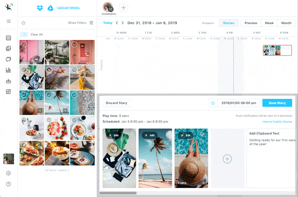 Schedule Instagram stories example 3