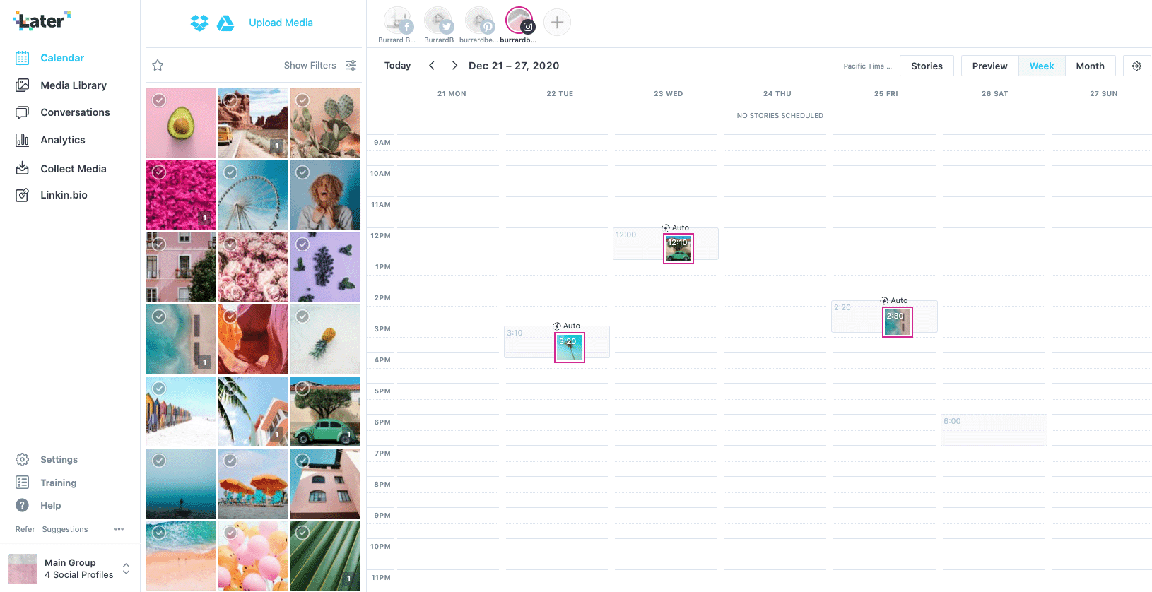 GIF showing how to add a Quick Schedule on the Calendar in the web app