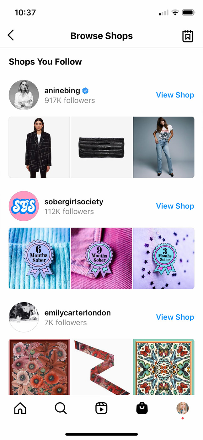 instagram shopping features
